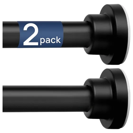 ENJOYBASICS Spring Tension Curtain Rods, 2-Pack — Black