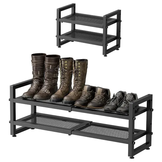 ENJOYBASICS Mesh Shoe Rack for Boots — Black