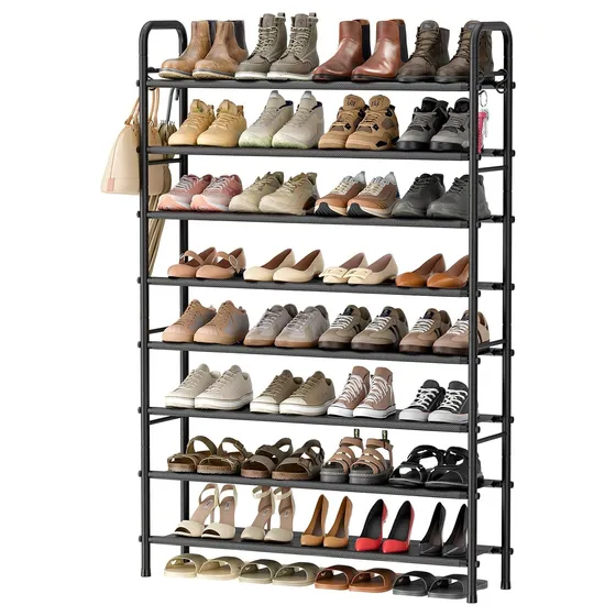 ENJOYBASICS Tall Shoe Rack for Garage & Closet — Black