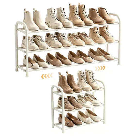 ENJOYBASICS Expandable Metal Shoe Rack — White